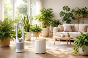 découvrez une sélection de plantes dépolluantes et purificateurs d'air pour des intérieurs sains, avec les marques botanic, dyson et bloomingville.
