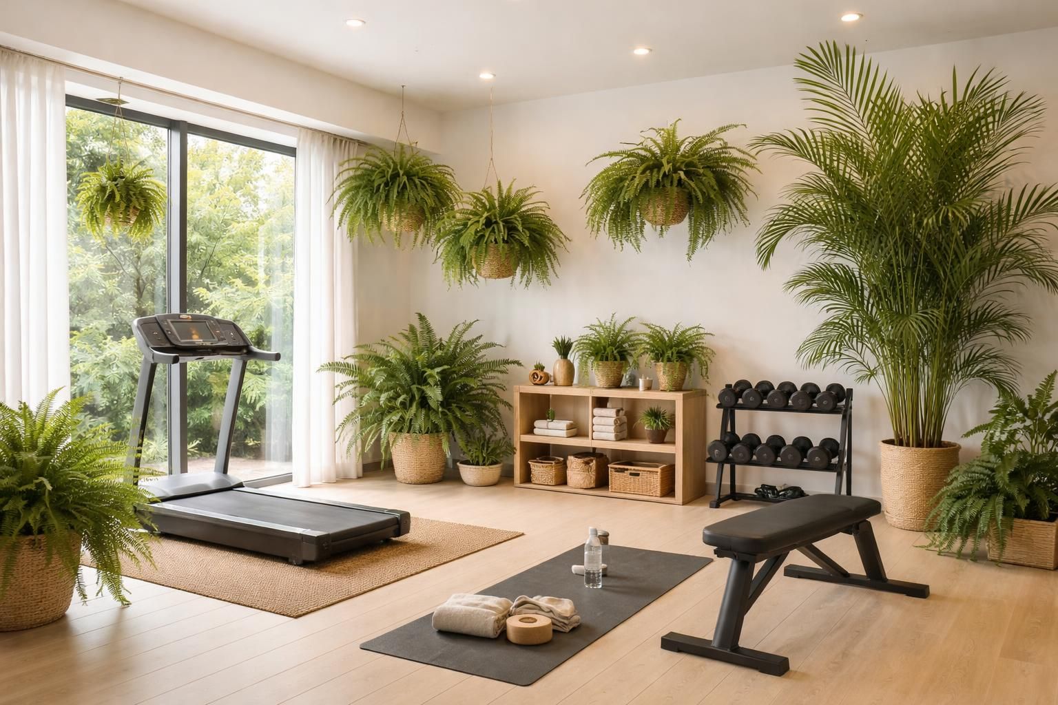 découvrez comment les plantes purifiantes comme la fougère de boston et le palmier areca peuvent améliorer la qualité de l'air de votre salle de sport à domicile en éliminant les polluants pour un environnement sain et naturel.